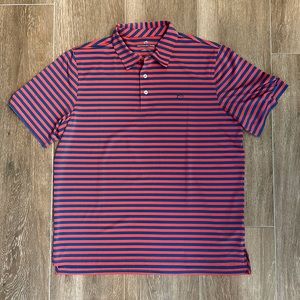 Men’s Southern Tide blue and orange striped performance polo, size XL